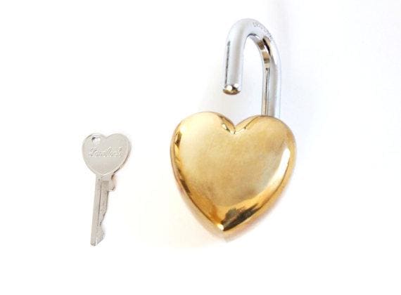 Vintage Small Heart Lock / Love Lock . Vintage Padlock