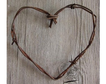 Simple Barbed Wire Heart . rustic wedding decor . barn wedding decor . heart decor . barbed wire art