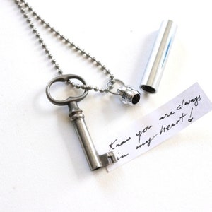 Secret Message Silver Vial Necklace , ash necklace , key necklace for women , memorial necklace image 4