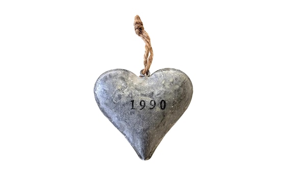 Steel Heart - galvanized metal heart, steel anniversary gift for him, industrial home decor, puffy heart, whitewash wall decor