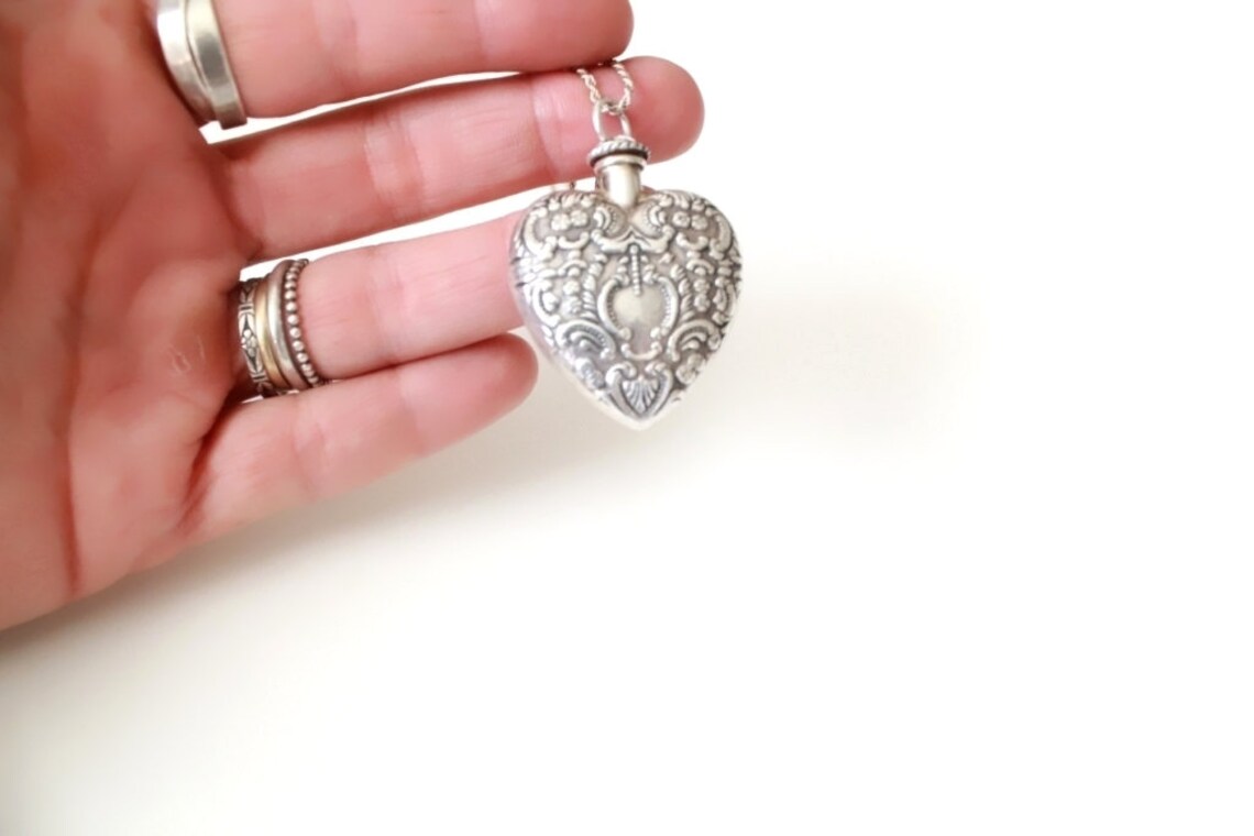 Heart Vial Necklace Vial Necklace Memorial Vial Necklace Etsy