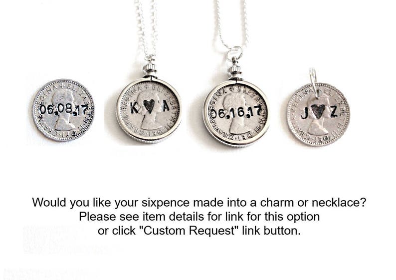 Personalized Wedding Coins , personalized silver sixpence , lucky coin , wedding charm , six pence charm image 4
