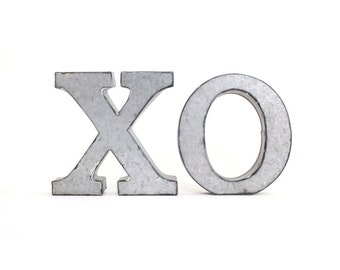 XOXO . small metal letters . tin anniversary . XO / hugs and kisses . tin letters . free standing letters . small metal wall letters