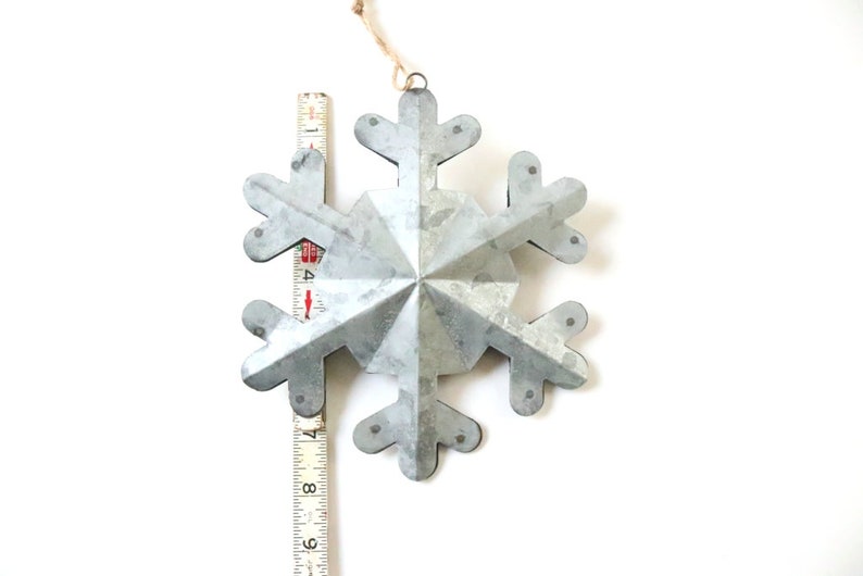 Large Snowflake Ornament Metal Snowflakes Galvanized Etsy