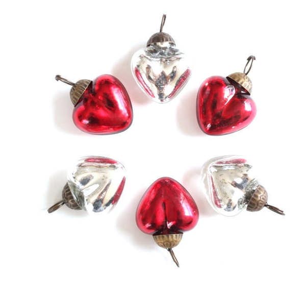 Mercury Ornaments / heart ornament glass , glass heart ornament , mercury glass ornaments , mercury heart ornaments