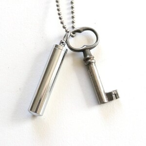 Vial Necklace , memorial necklace , secret message necklace , metal vial , ash necklace image 5