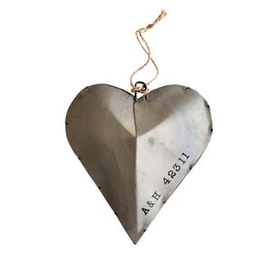 Metal Heart / 10 year anniversary . tin anniversary gift for her . tin heart . galvanized decor. industrial decor . puffy heart