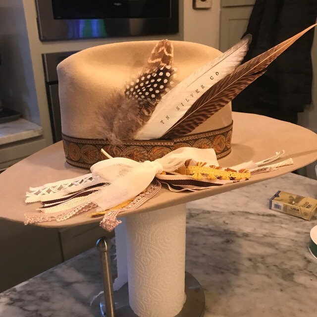 Your choice Custom Cowboy hat with feathers Cowboy Hat Feathers Decoration Handmade Horse And Rider | eBay main image 4