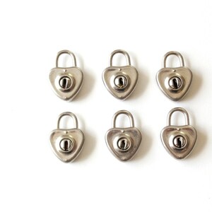 Small Heart Lock and Keys heart padlock and key . mini lock silver . heart shaped lock . diary lock . journal lock . mini padlock image 4