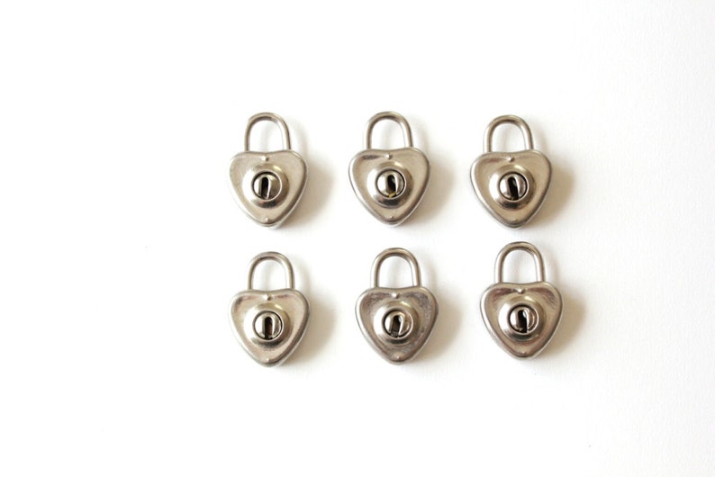 Small Heart Lock and Keys heart padlock and key . mini lock silver . heart shaped lock . diary lock . journal lock . mini padlock image 4