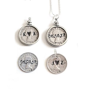 Sixpence for Wedding . sixpence for bride . engraved sixpence bride to be gift ideas . sixpence jewelry . sixpence charm
