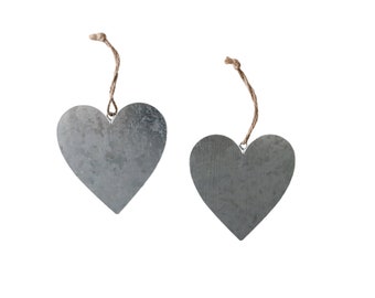 Heart shaped tin tags, galvanized metal heart ornaments, heart tags,  heart shaped metal tags, valentines day craft and decor