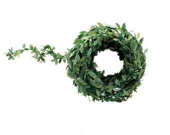 Miniature boxwood garland . mini garland .  artificial boxwood . wired ribbon . miniature garland . christmas boxwood wired christmas ribbon