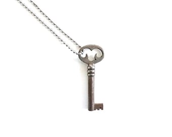Skeleton Key Necklace , vintage key necklace , heart key necklace , heart shaped key , key jewelry