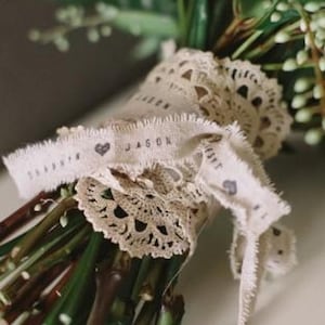 Rustic Ribbon , heart ribbon , wedding wands ribbon , country ribbon , ribbon with hearts , bouquet ribbon