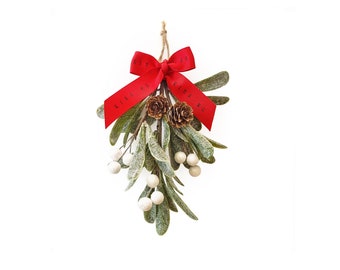 Hanging Mistletoe, mistletoe kissing ball, mistletoe decoration, mistletoe ornament, mistletoe ball, artificial mistletoe