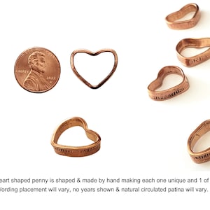 Copper Heart Penny , copper anniversary , 7 year anniversary , lucky in love , 7th anniversary , copper gifts 1 heart shaped token