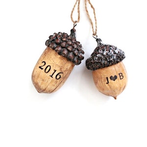 Personalized Acorn Ornament, farmhouse Christmas ornaments, personalized babys first Christmas, rustic acorn ornament