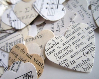 Wedding Confetti 100 Eclectic Paper Heart Confetti / paper confetti . heart wedding favors book confetti