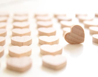 100 Small Wooden Hearts , 1/2 inch small wood hearts , little hearts