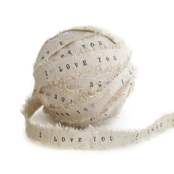 Personalized Frayed Ribbon . custom frayed ribbon . printed frayed ribbon . personalised frayed ribbon , frayed linen ribbon