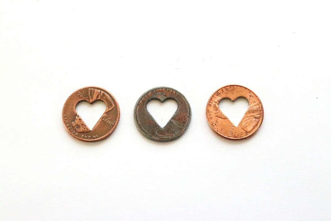 10 Heart Penny / Wedding Favors . Rustic Wedding Decor Heart Etsy