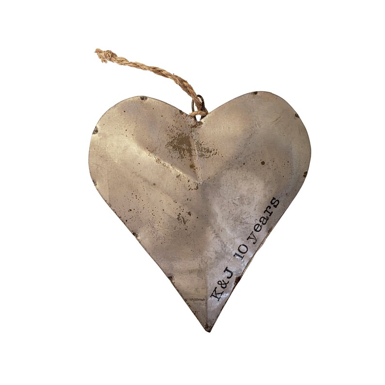 Tin Heart Tin Anniversary Gift for Him . Galvanized Metal Etsy