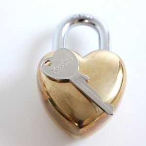 Heart Padlock , Love Lock , 21 years, 21st anniversary gift, brass anniversary gift , 21 anniversary gift , vintage padlock , brass gifts image 3