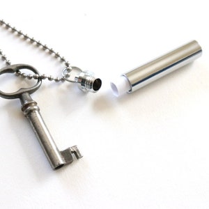 Vial Necklace , memorial necklace , secret message necklace , metal vial , ash necklace image 3