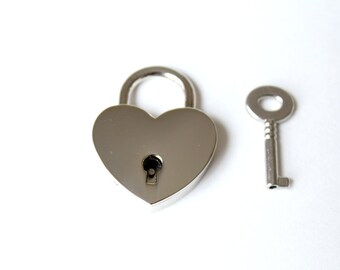 Small Heart Lock , silver lock ,  small LOVE LOCK , heart padlock , key to my heart , small lock and key