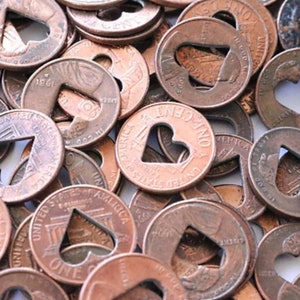 Copper Heart Penny , copper anniversary ,  7 year anniversary , lucky in love , 7th anniversary , copper gifts