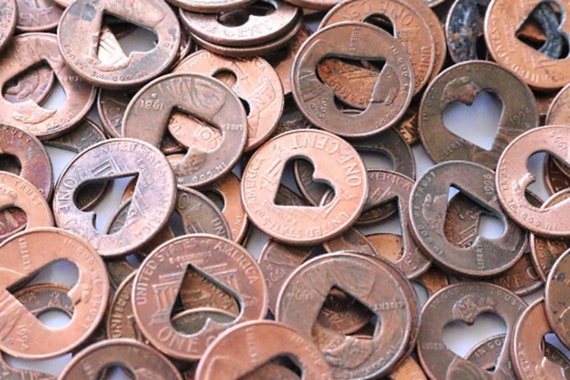 Copper Heart Penny , copper anniversary ,  7 year anniversary , lucky in love , 7th anniversary , copper gifts