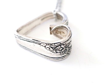 Spoon Heart Necklace , floating heart , vintage silverware, personalized spoon jewelry #A1heart