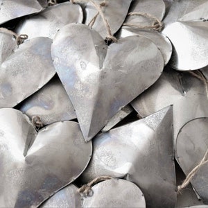 Tin Heart - tin anniversary gift for him . galvanized metal heart industrial home decor . puffy heart . metal heart