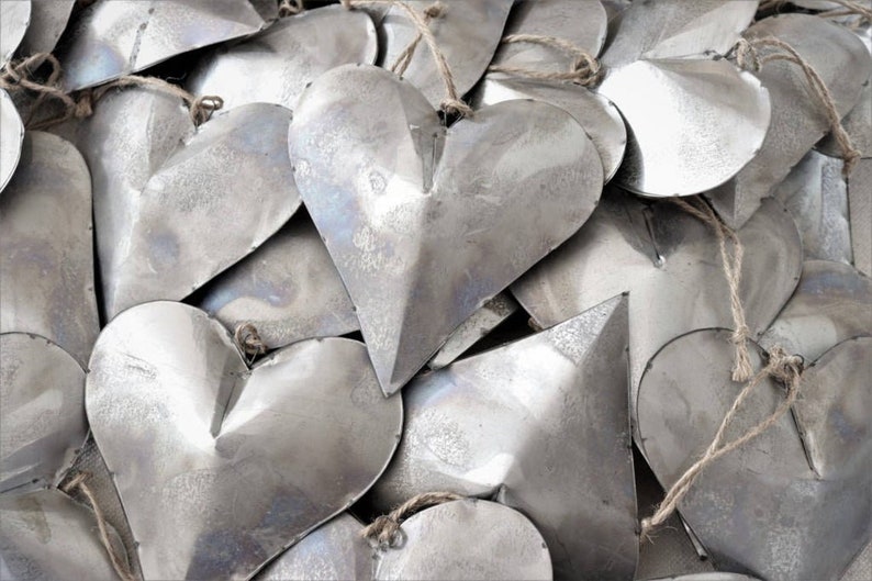 Tin Heart Tin Anniversary Gift for Him . Galvanized Metal Etsy