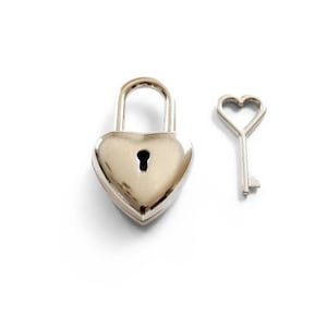 Small Heart Lock with Heart Key / heart padlock & key heart charm , wedding decor favors