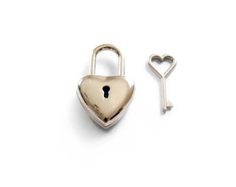 Small Heart Lock with Heart Key / heart padlock & key heart charm , wedding decor favors