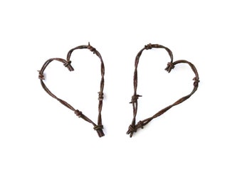 Rustic Heart Ornament , folk heart , barbed wire heart ornament , rusty christmas ornaments , rustic ornaments , southwestern ornaments