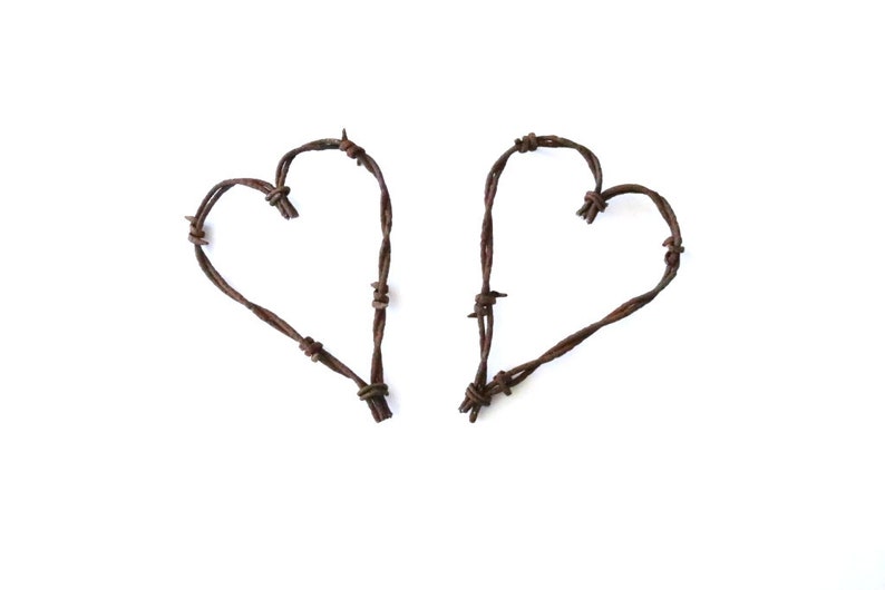 Rustic Heart Ornament , folk heart , barbed wire heart ornament , rusty christmas ornaments , rustic ornaments , southwestern ornaments image 1