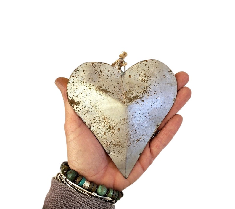 Tin Heart Tin Anniversary Gift for Him . Galvanized Metal Etsy