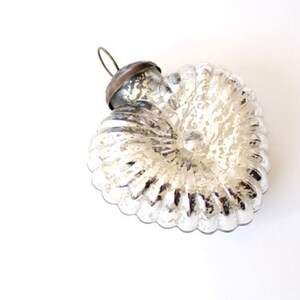 Mercury Glass Heart Ornament, mercury glass wedding decor vintage, romantic wedding, silver heart image 5
