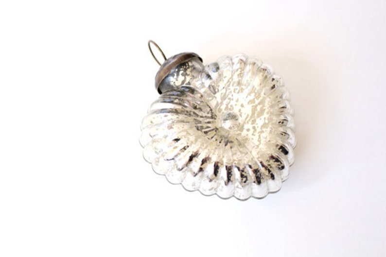 Mercury Glass Heart Ornament, mercury glass wedding decor vintage, romantic wedding, silver heart image 5