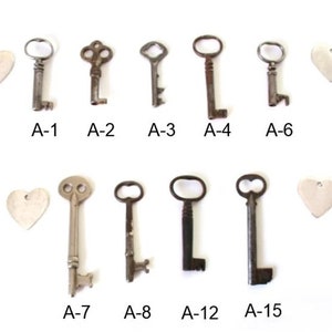 Word Key Necklace , vintage skeleton key necklace , key to my heart necklace silver heart necklace heart and key image 2