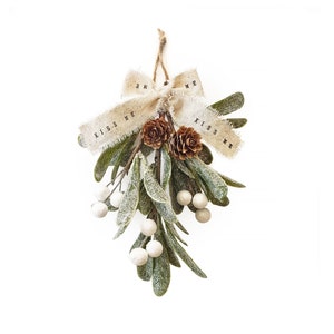 Rustic Christmas Decor , rustic mistletoe holiday decor ,  rustic kissing ball , Christmas gifts for newly weds , holiday party favors