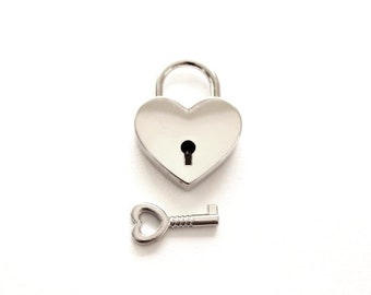 Small Heart Lock and Key / heart shaped lock and key , heart padlock & heart key