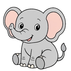 Elephant SVG PNG, Cute Elephant Clipart, Safari Animal Digital Art, Kids Jungle Design, Cricut Silhouette File