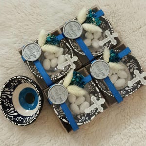 Evil Eye Ceramic Bowl: Baptism Favors, Personalized Wedding Guest Gift, Baby Shower Party