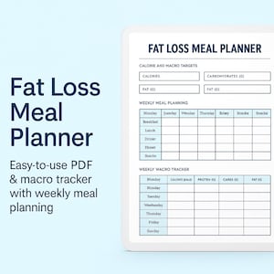 Fat Loss Meal Planner – Weekly Nutrition & Macro Tracker (Digital PDF)