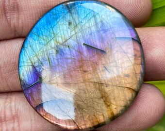 Large Round Rainbow Spectrolite Cabochon, Natural Gemstone (36x36mm)