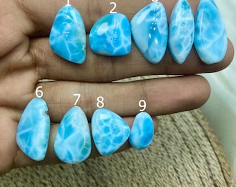 Natural Larimar Cabochon Gemstone, Dominican Republic, Sky Blue